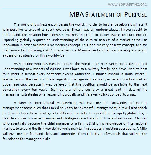 Personal statement for mba