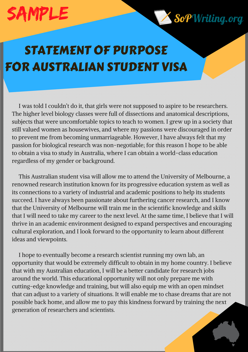 Visa Statement Of Purpose Canada Australia New Zealand