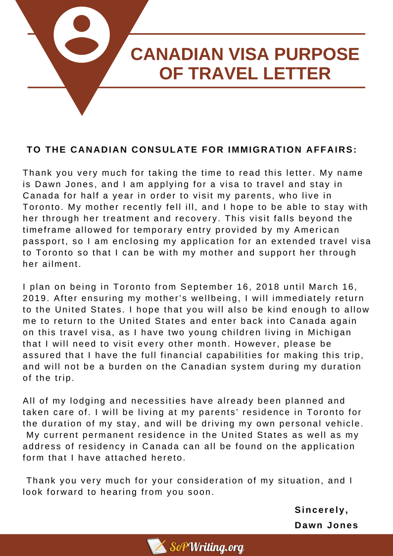 tourist visa cover letter sample for canada