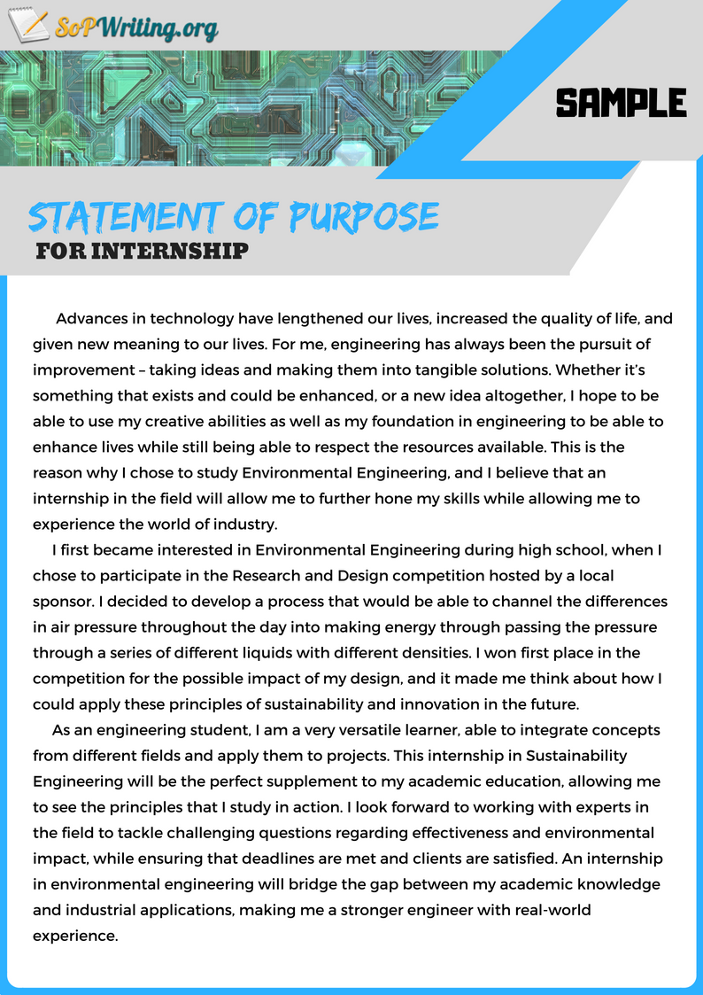 Sample SoP for Internship