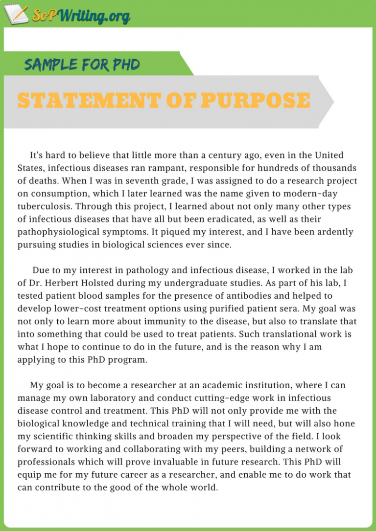 statement of purpose phd project