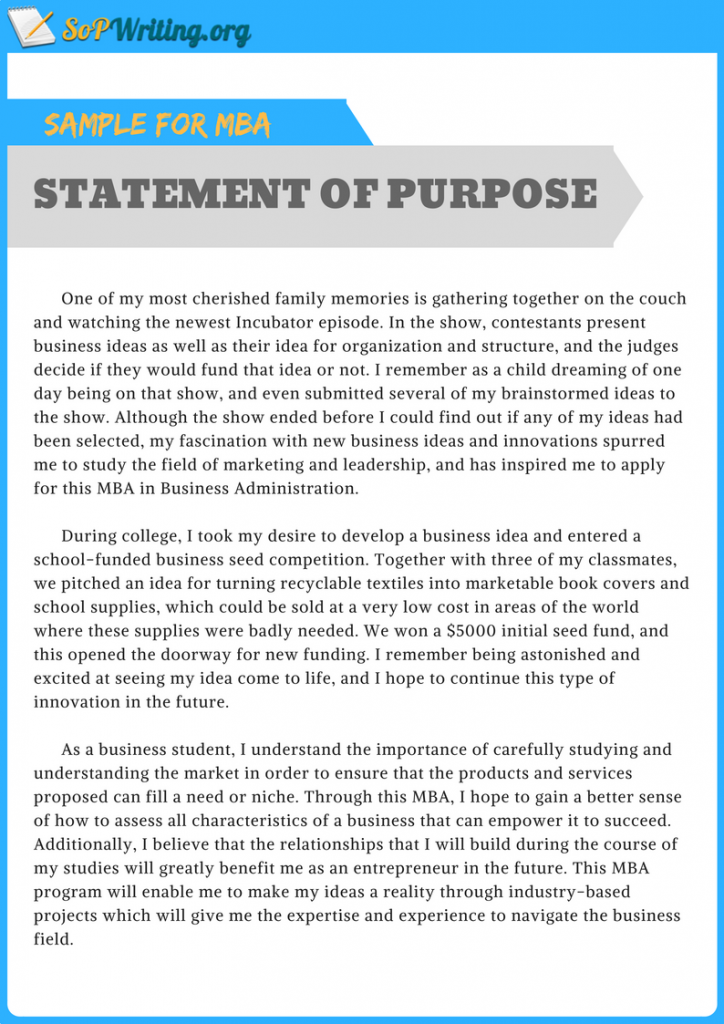 mba statement of purpose essay