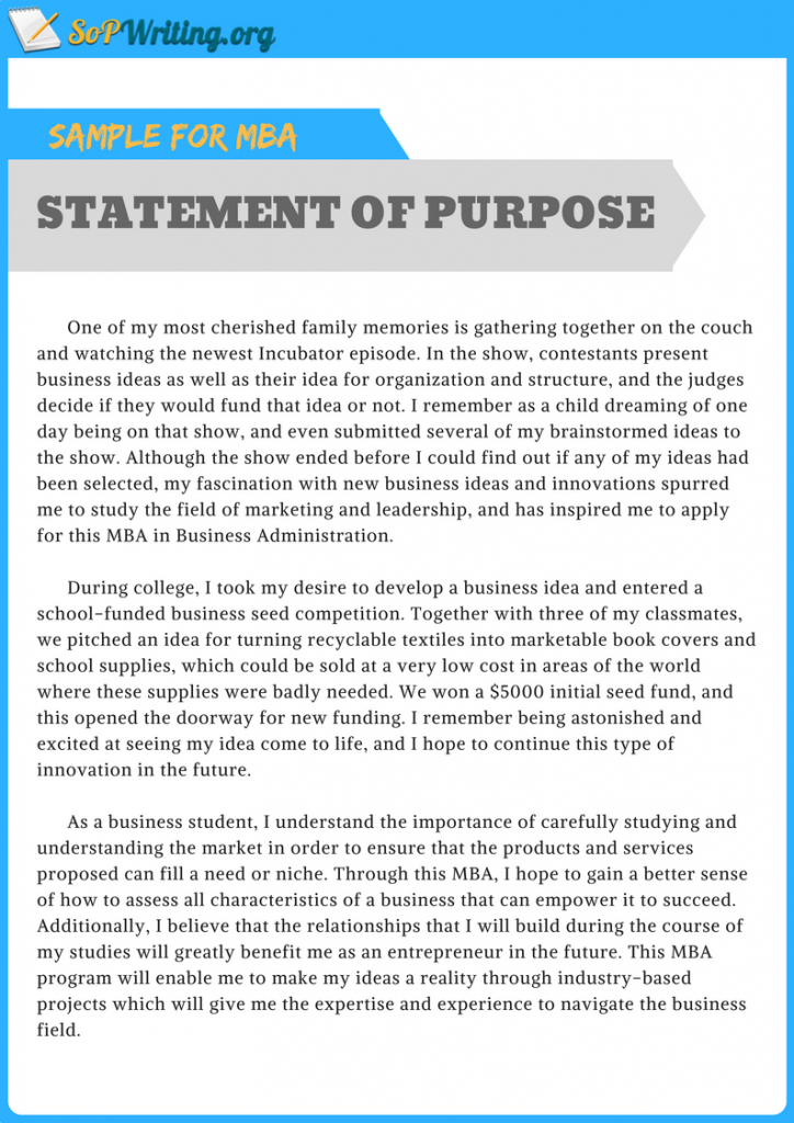 statement of purpose example business plan